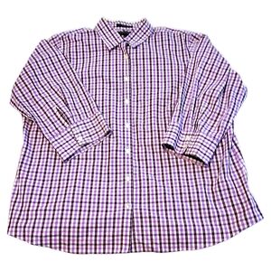 Lands End Womens Size 16w  Purple And White Checkered Button Down Shirt